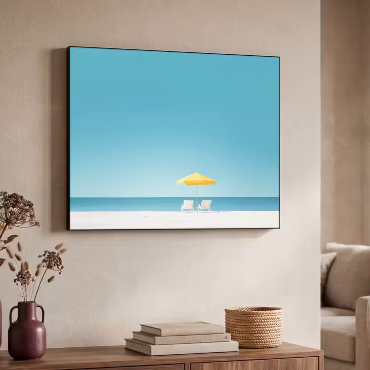 Art Frame - Strand - Blauwe lucht - Geel - Parasol — 7