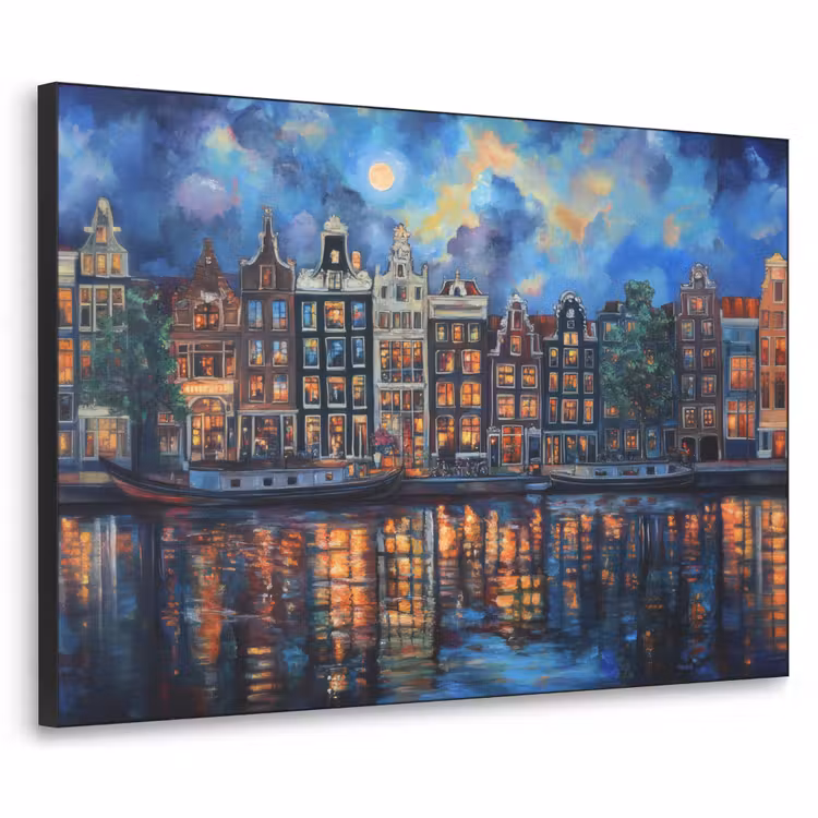 Art Frame - Grachten Amsterdam - Huizen - Stad - Kleurrijk — 1