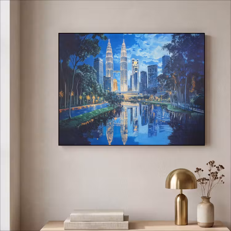Art Frame - Stad Kuala Lumpur - Skyline - Wolkenkrabbers - Water — 5