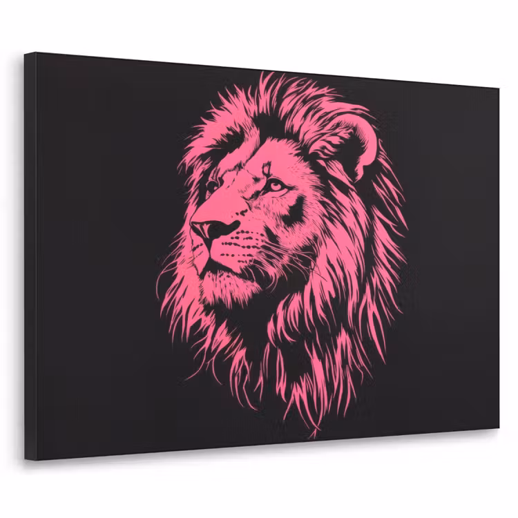 Art Frame - Leeuw - Zwart - Roze - Neon — 1