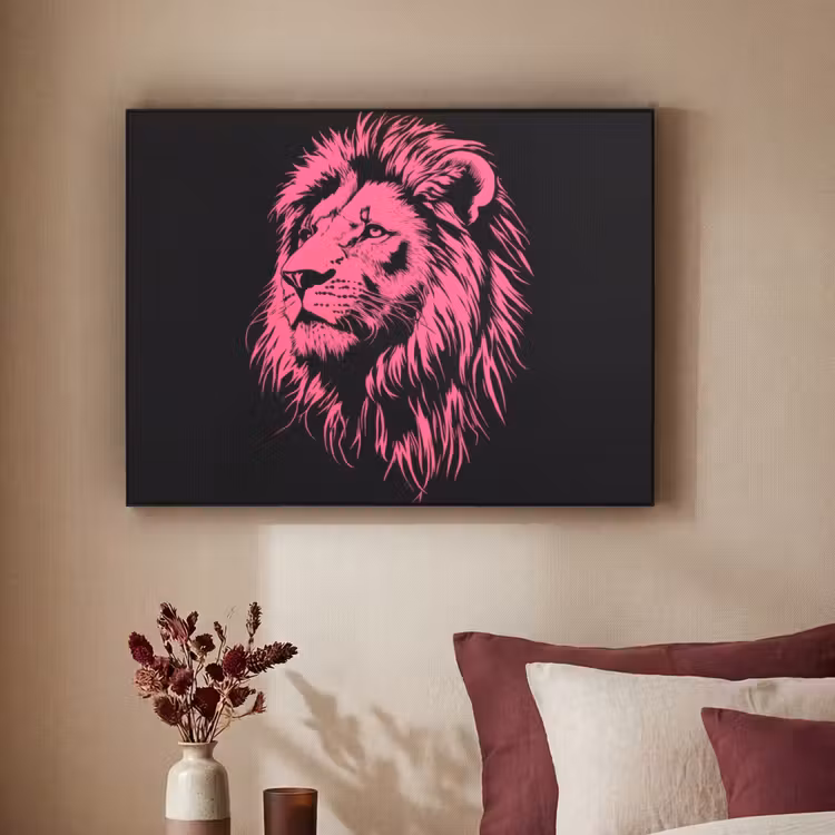 Art Frame - Leeuw - Zwart - Roze - Neon — 3