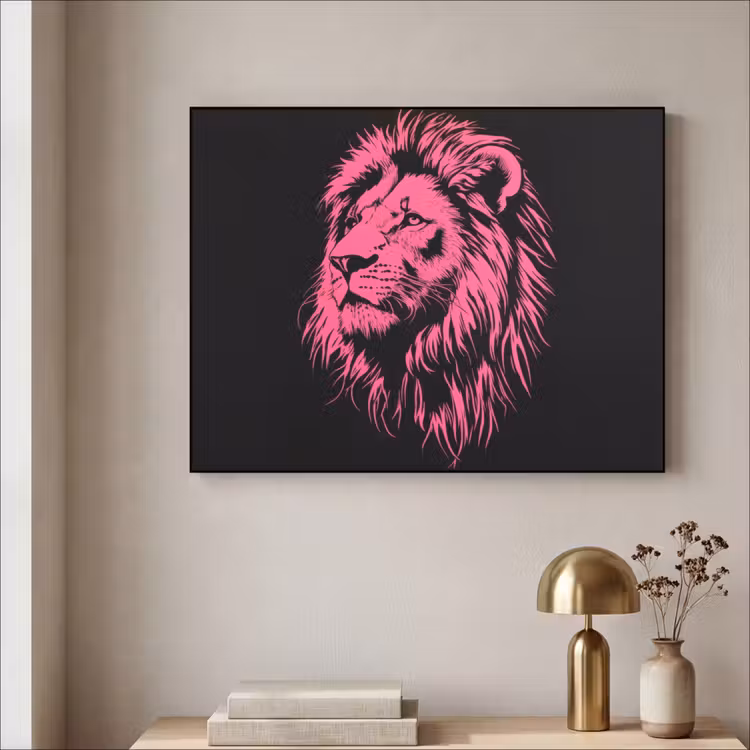 Art Frame - Leeuw - Zwart - Roze - Neon — 5