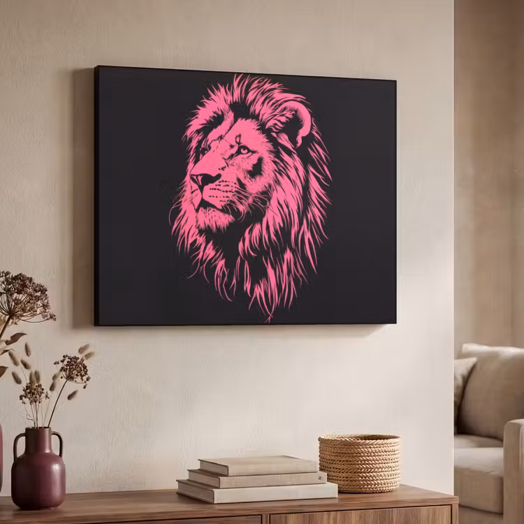 Art Frame - Leeuw - Zwart - Roze - Neon — 7
