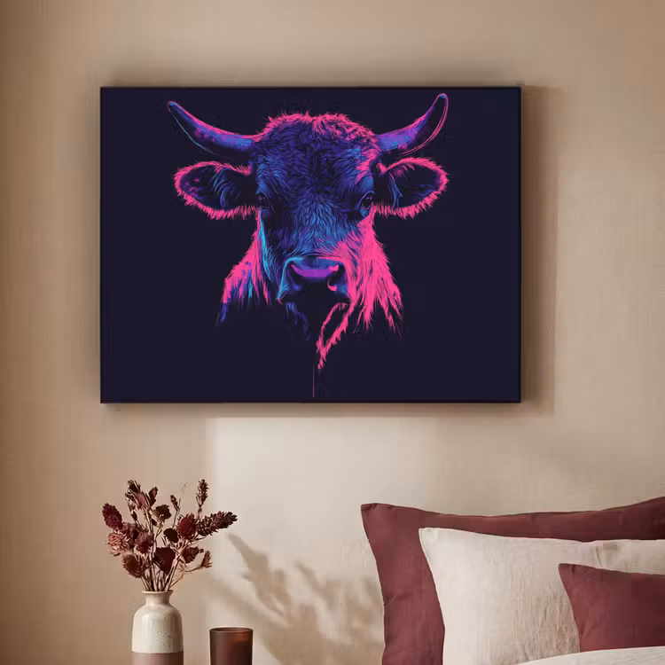 Art Frame - Stier - Neon - Zwart - Kleur — 3