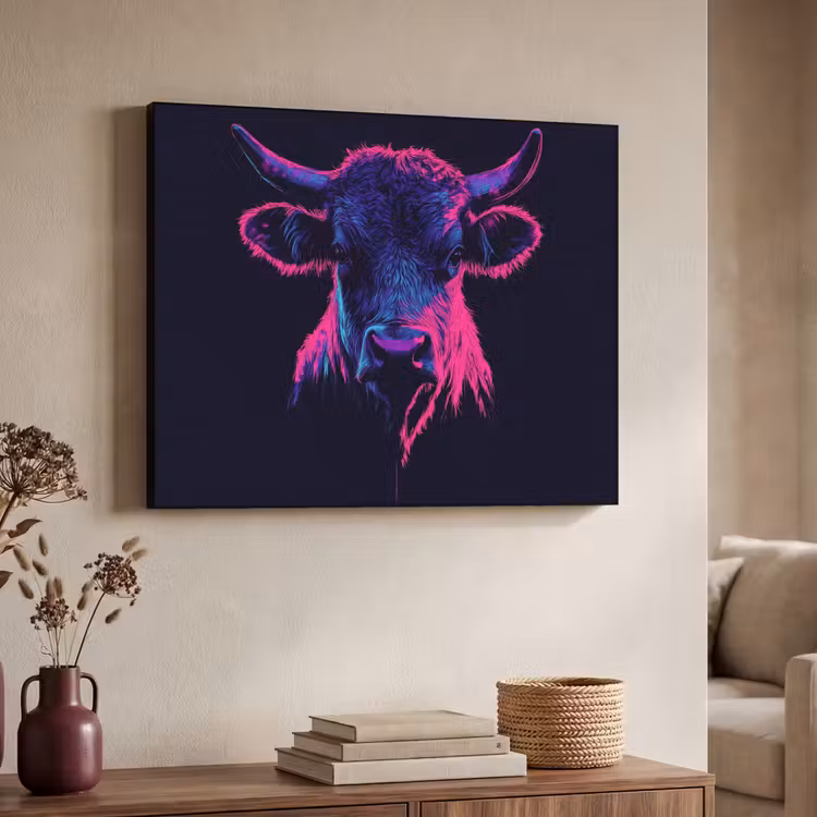 Art Frame - Stier - Neon - Zwart - Kleur — 7