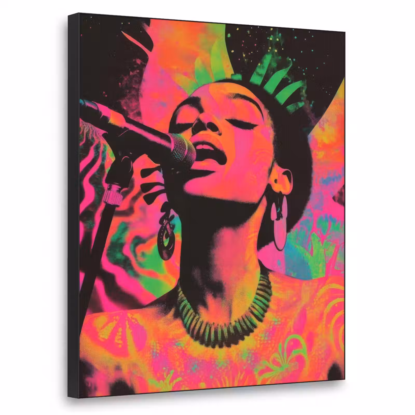 Art Frame - Neon - Vrouw - Microfoon — 1