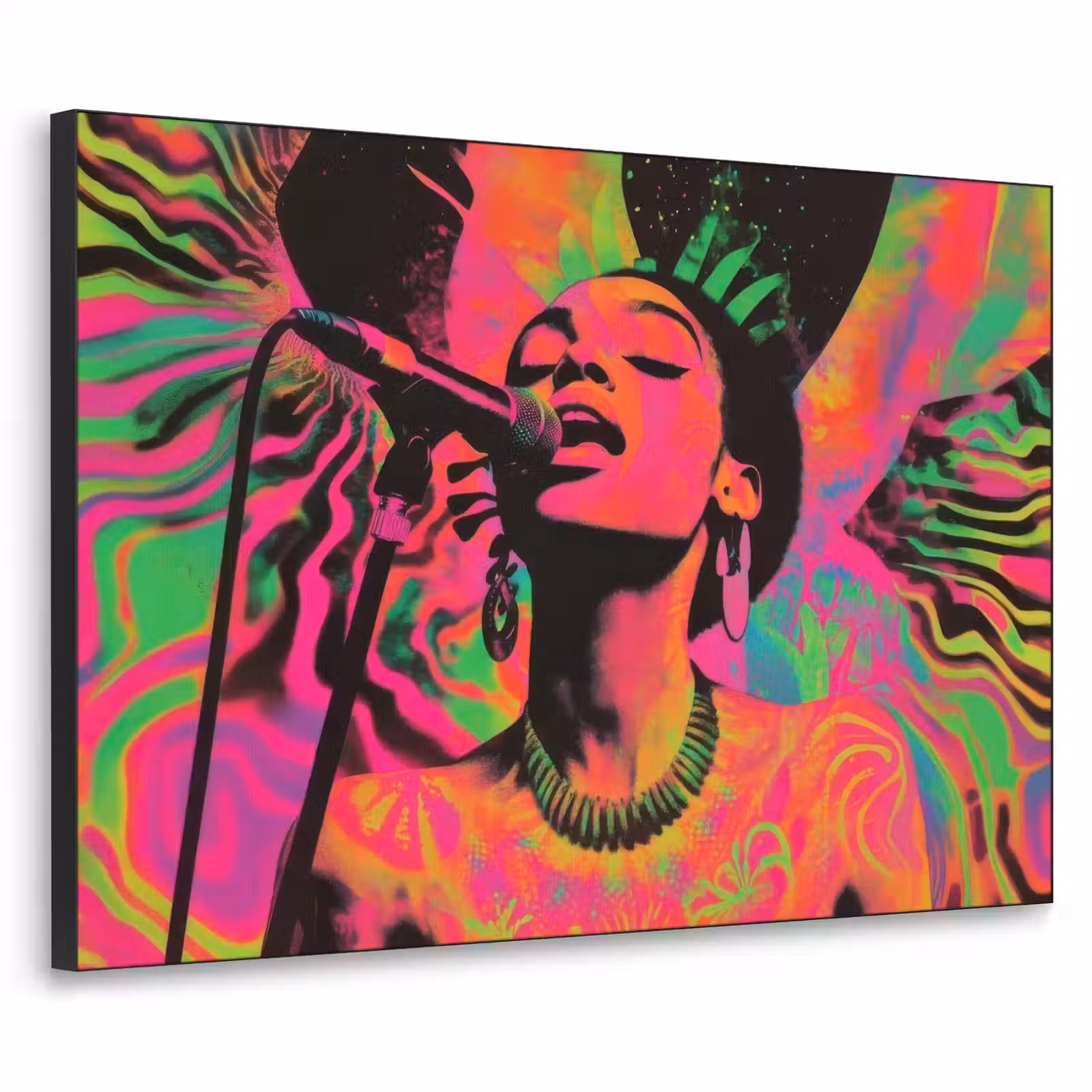 Art Frame - Vrouw - Microfoon - Neon — 1