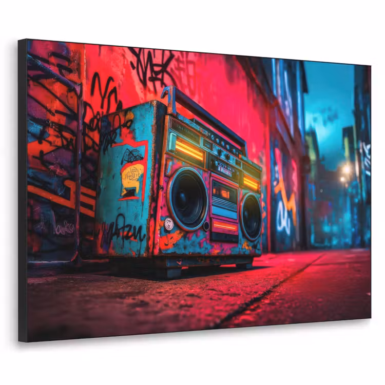 Art Frame - Boombox - Rood - Graffiti - Neon — 1