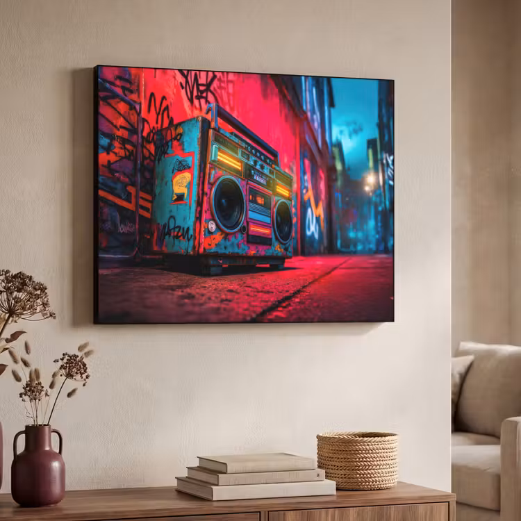 Art Frame - Boombox - Rood - Graffiti - Neon — 7
