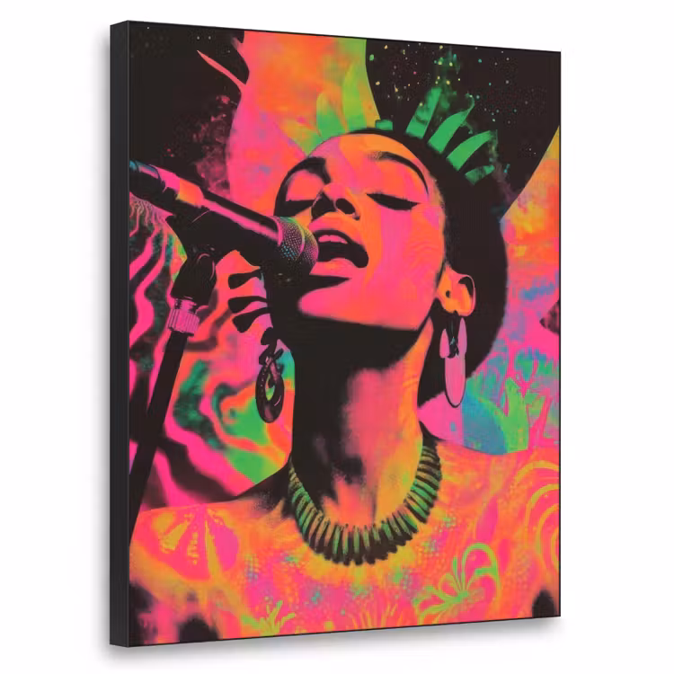 Art Frame - Neon - Vrouw - Microfoon — 1
