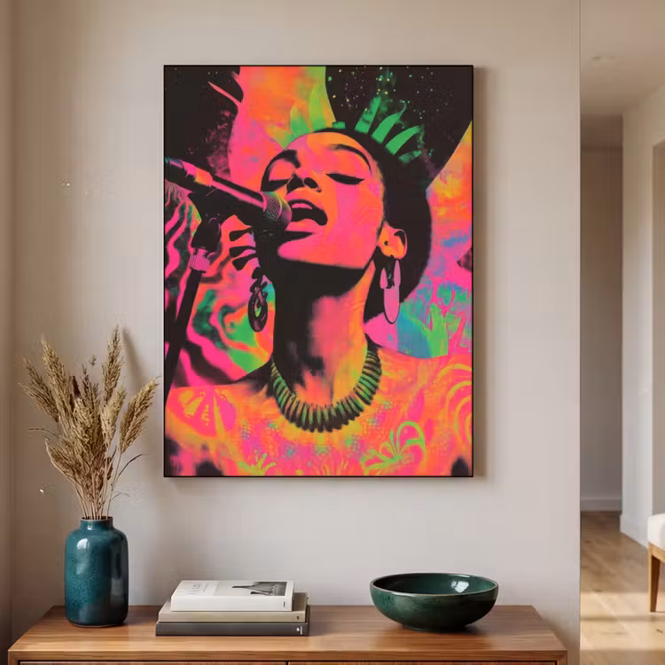 Art Frame - Neon - Vrouw - Microfoon — 4