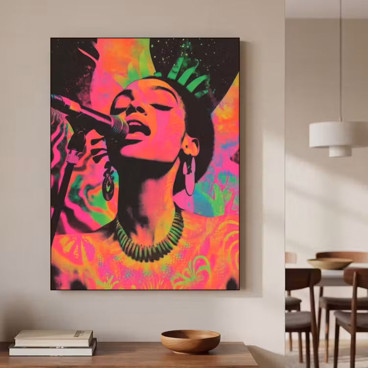 Art Frame - Neon - Vrouw - Microfoon — 7