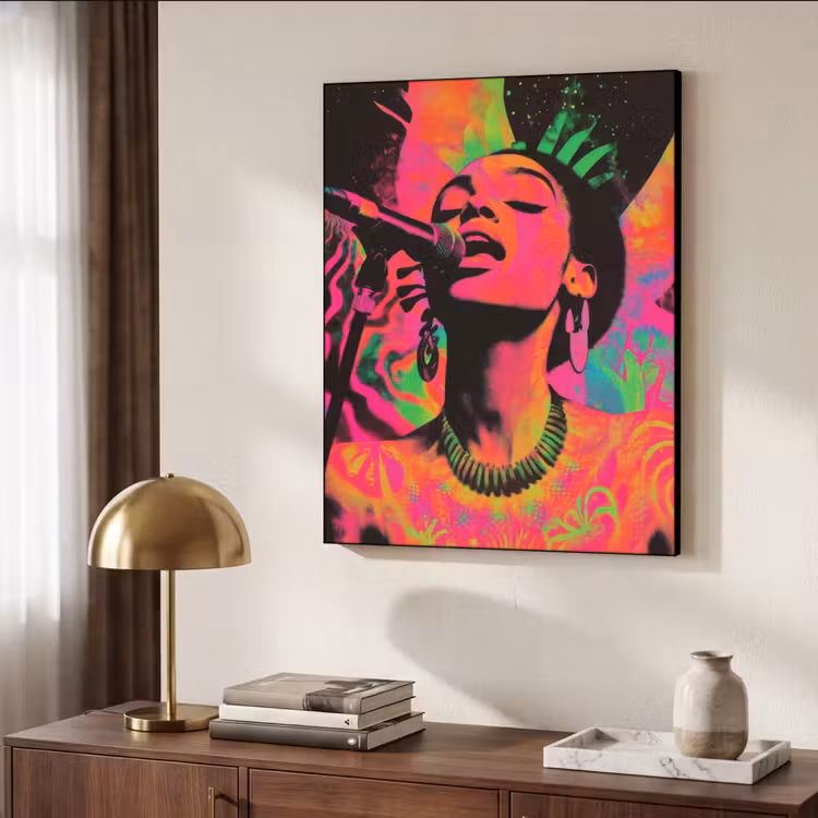 Art Frame - Neon - Vrouw - Microfoon — 9