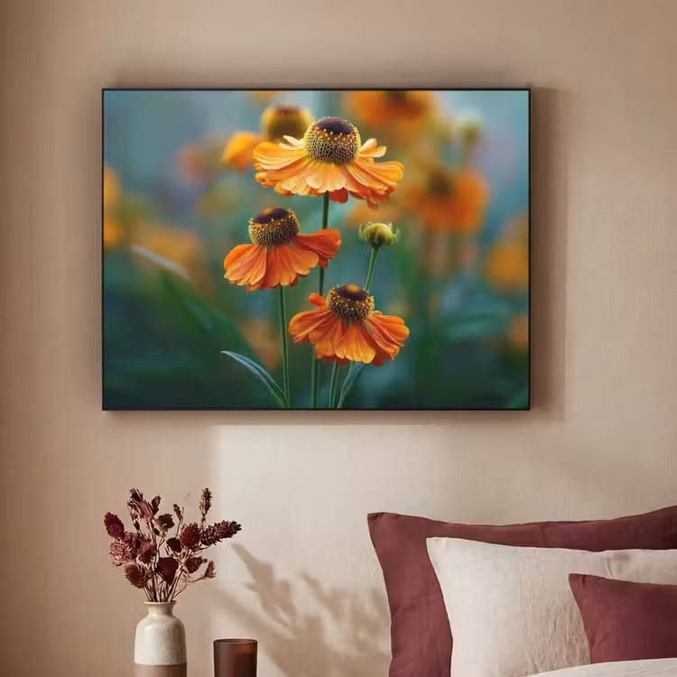 Art Frame - Oranje bloemen - Levendig - Wazige achtergrond — 3