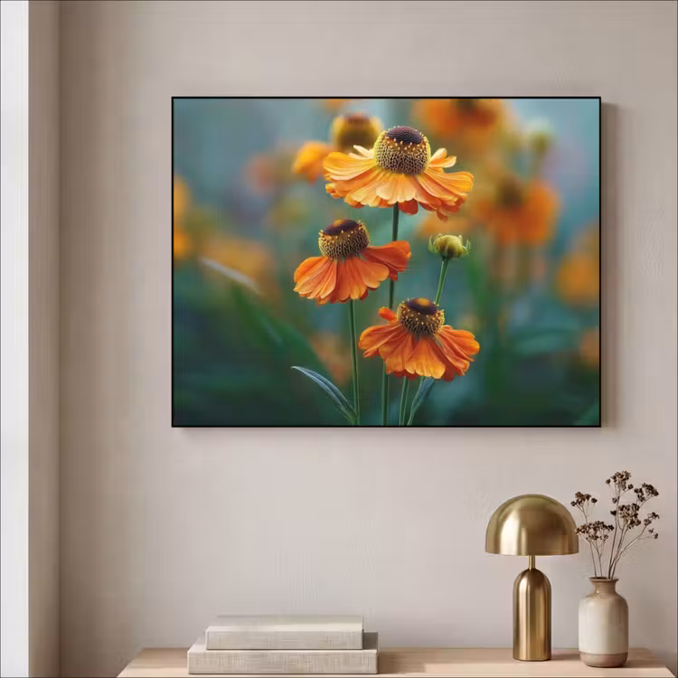 Art Frame - Oranje bloemen - Levendig - Wazige achtergrond — 5