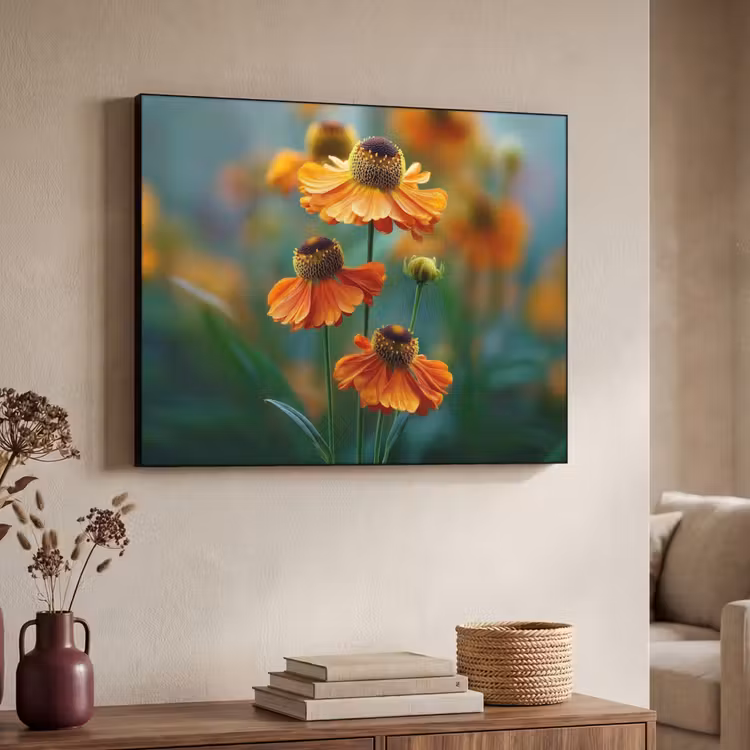 Art Frame - Oranje bloemen - Levendig - Wazige achtergrond — 7