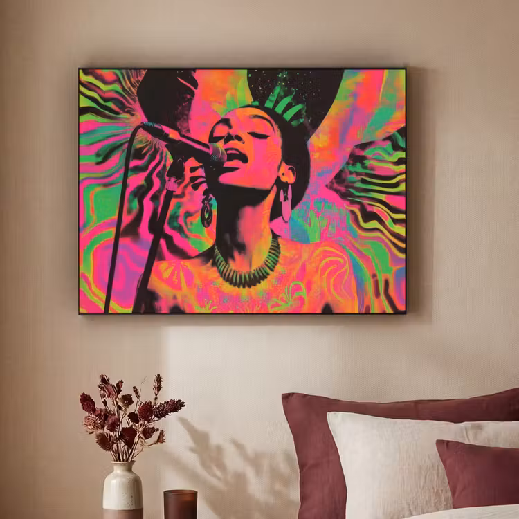 Art Frame - Vrouw - Microfoon - Neon — 3