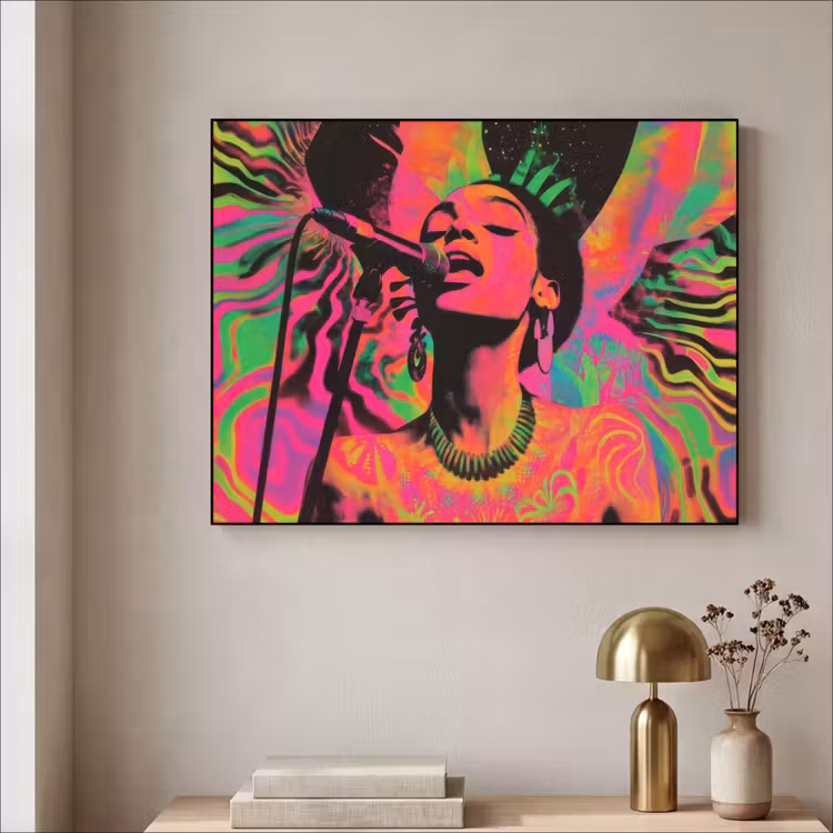 Art Frame - Vrouw - Microfoon - Neon — 5