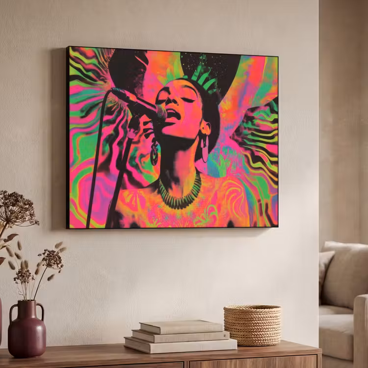 Art Frame - Vrouw - Microfoon - Neon — 7