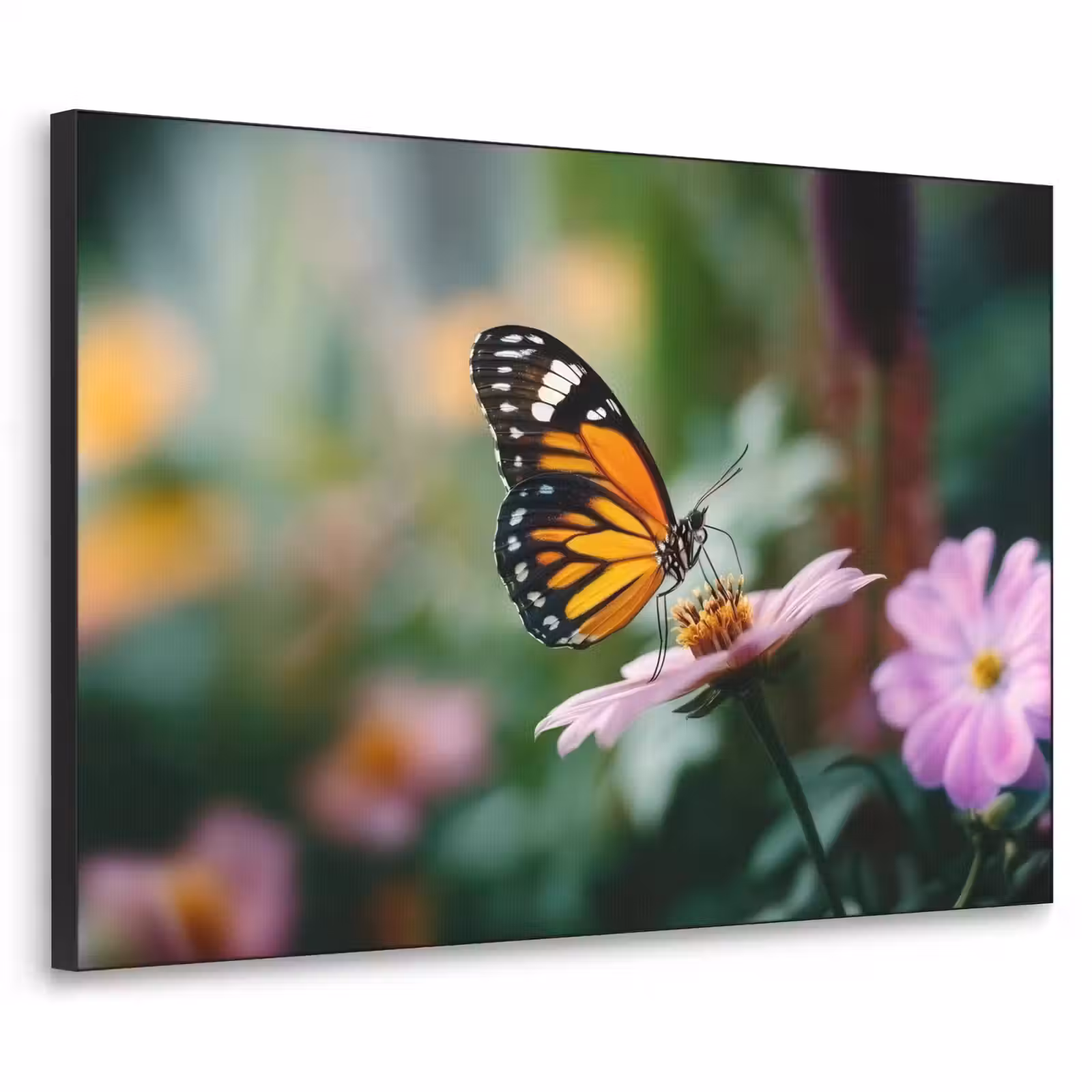 Art Frame - Roze bloemen - Vlinder - Zachte focus — 1