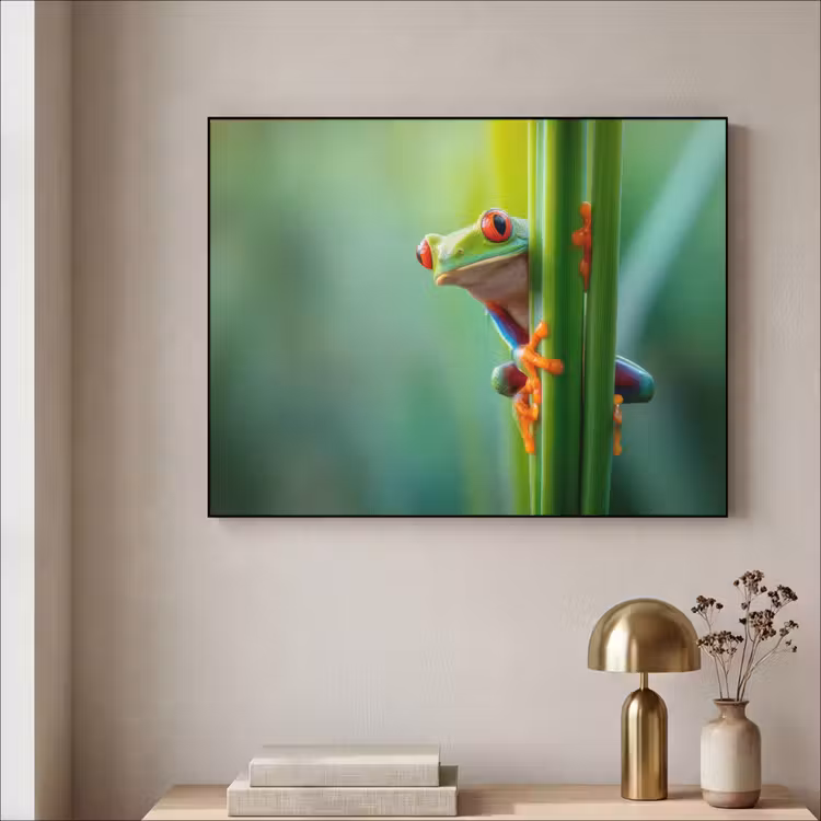 Art Frame - Groene kikker - Nieuwsgierig - Gras — 5