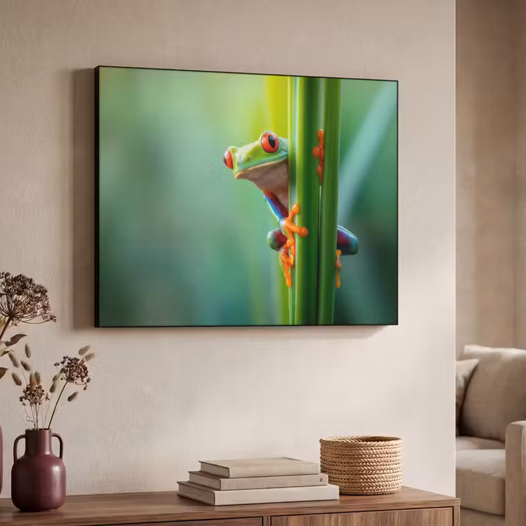Art Frame - Groene kikker - Nieuwsgierig - Gras — 7