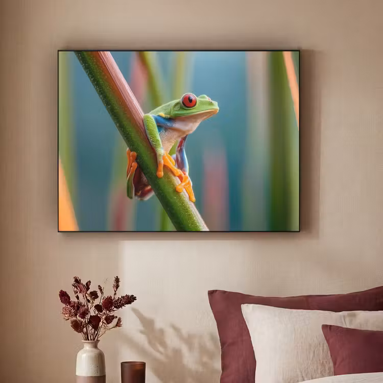 Art Frame - Kleurrijke kikker - Groene stengel - Alert — 3