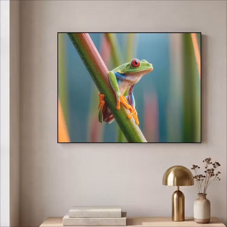 Art Frame - Kleurrijke kikker - Groene stengel - Alert — 5