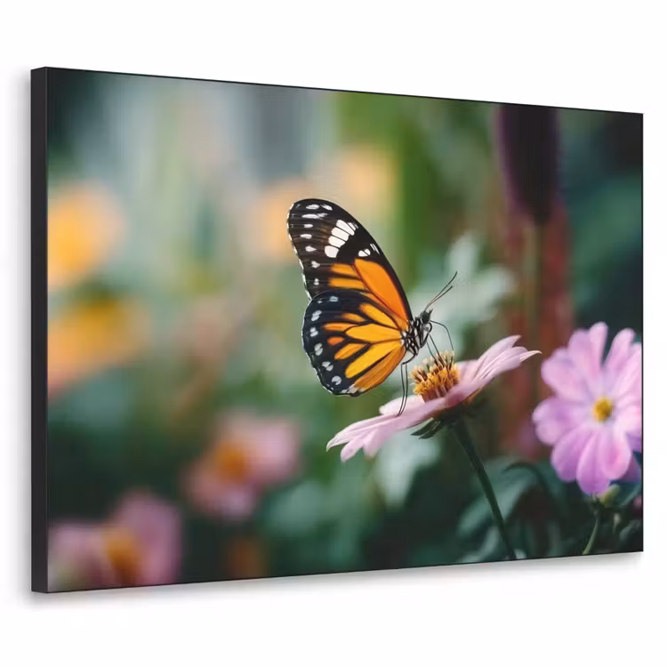 Art Frame - Roze bloemen - Vlinder - Zachte focus — 1