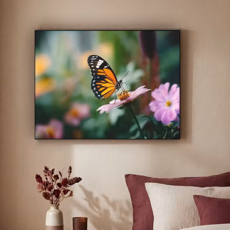 Art Frame - Roze bloemen - Vlinder - Zachte focus — 3