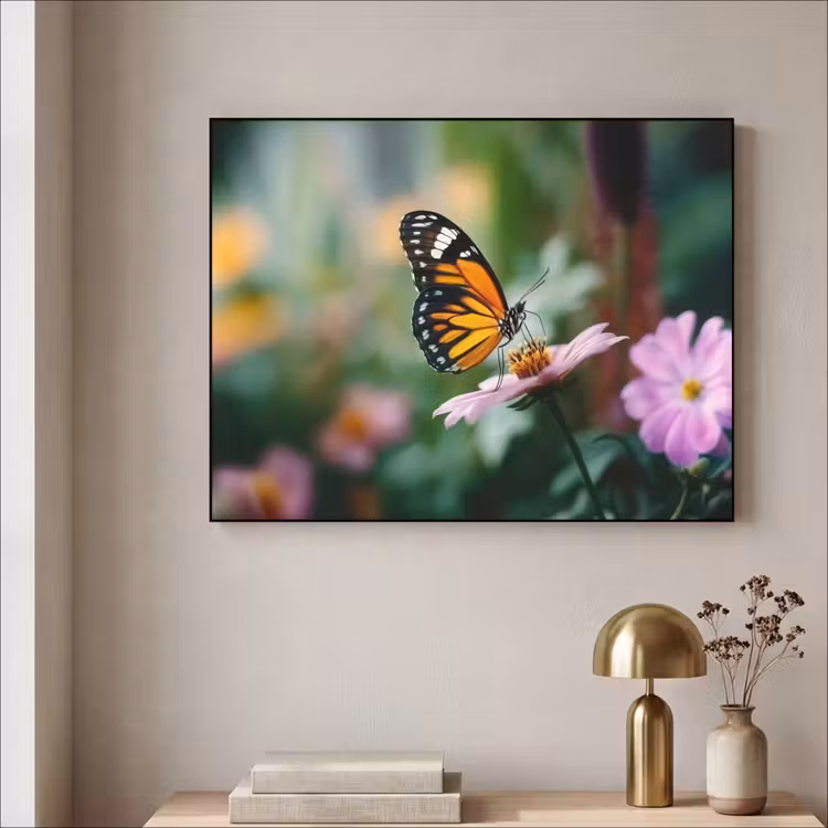 Art Frame - Roze bloemen - Vlinder - Zachte focus — 5