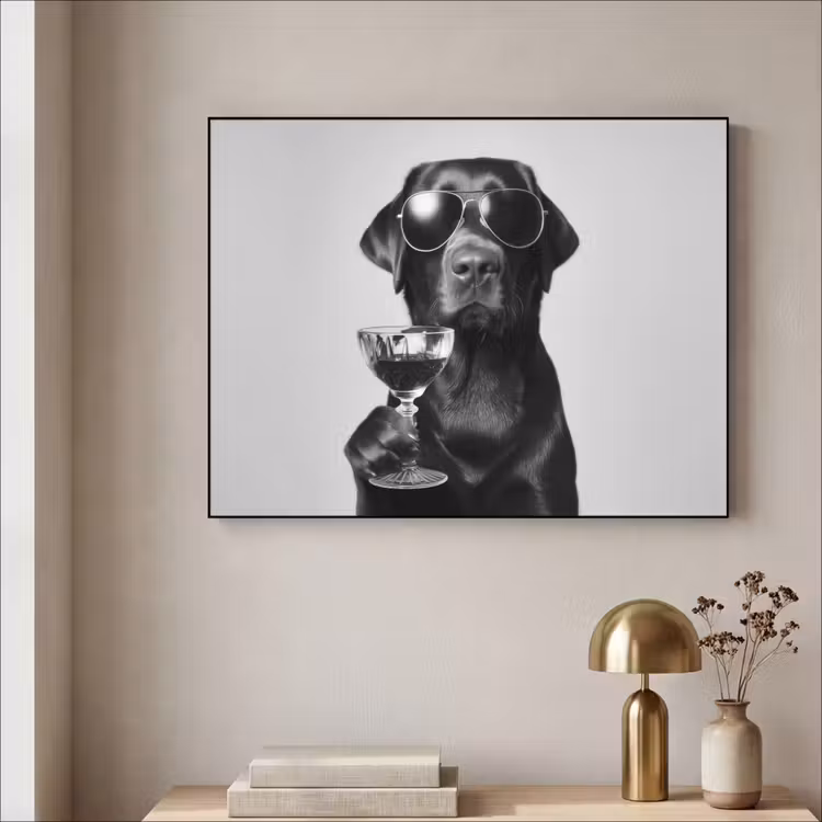 Art Frame - Hond - Zwart - Wijnglas - Zonnebril — 5