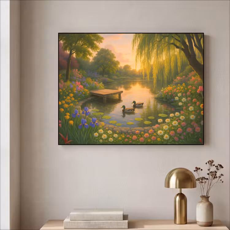 Art Frame - Eenden - Vijver - Bloemen — 5