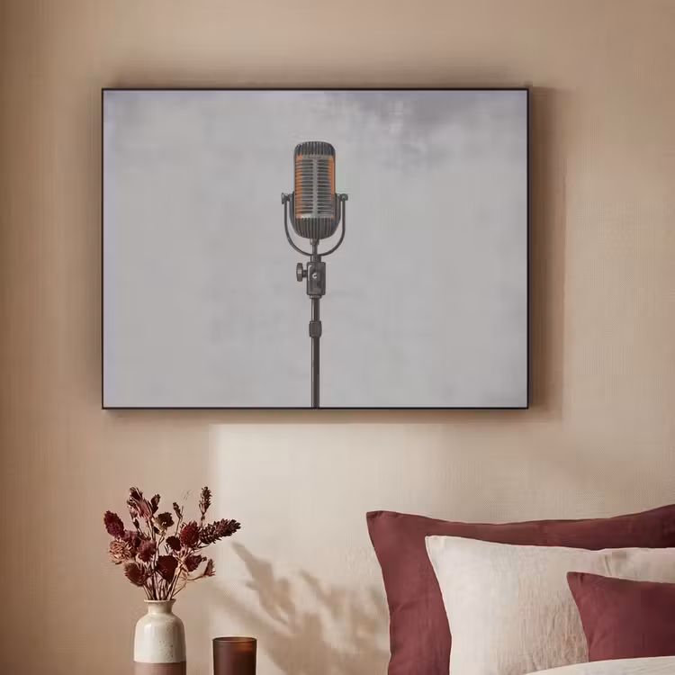 Art Frame - Microfoon - Vintage - Illustratie - Grijs — 3