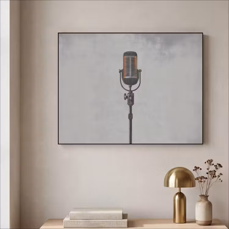 Art Frame - Microfoon - Vintage - Illustratie - Grijs — 5