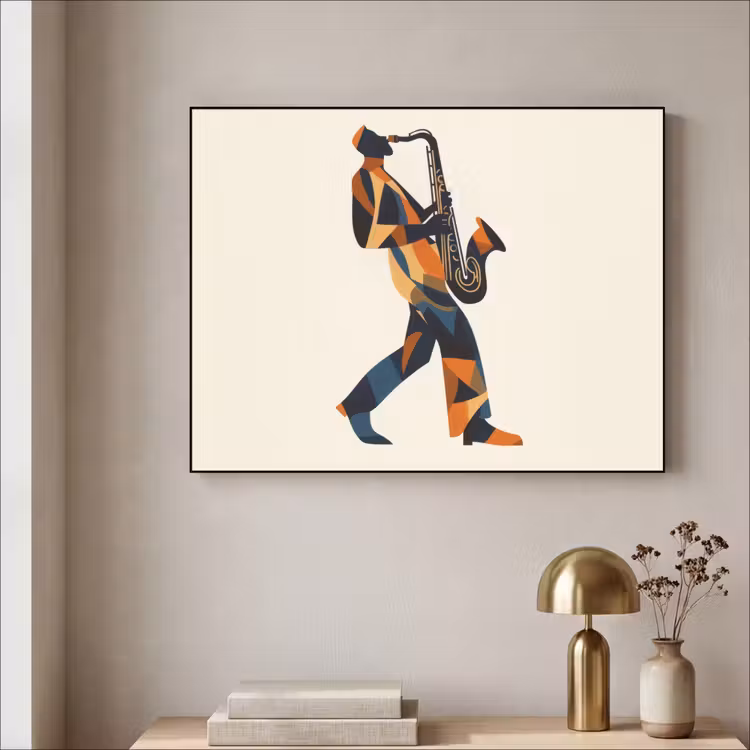 Art Frame - Saxofoon - Abstract - Persoon - Blauw — 5