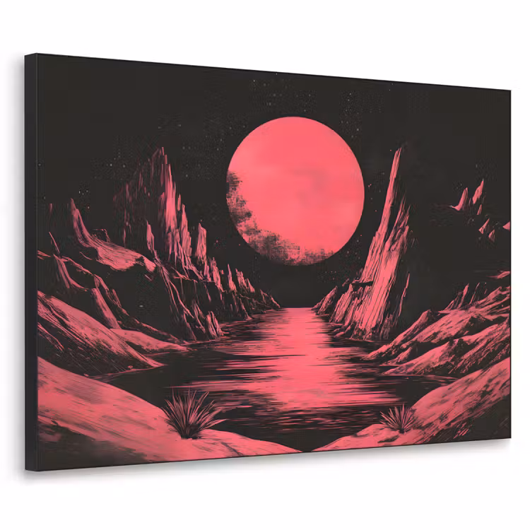 Art Frame - Maan - Felroze - Bergen - Rivier — 1