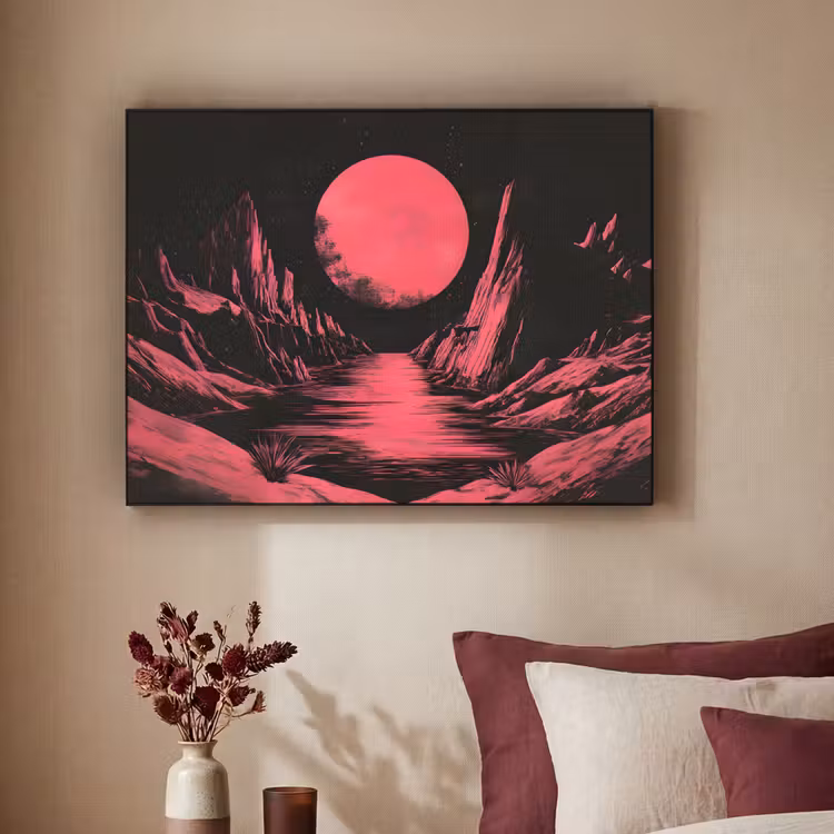 Art Frame - Maan - Felroze - Bergen - Rivier — 3