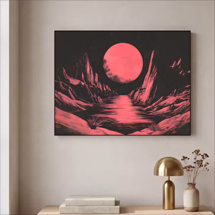Art Frame - Maan - Felroze - Bergen - Rivier — 5