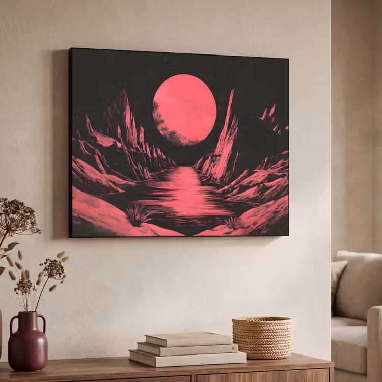 Art Frame - Maan - Felroze - Bergen - Rivier — 7