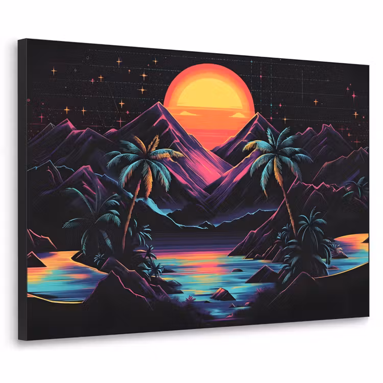 Art Frame - Palmbomen - Neonbergen - Sterrenhemel - Zon — 1