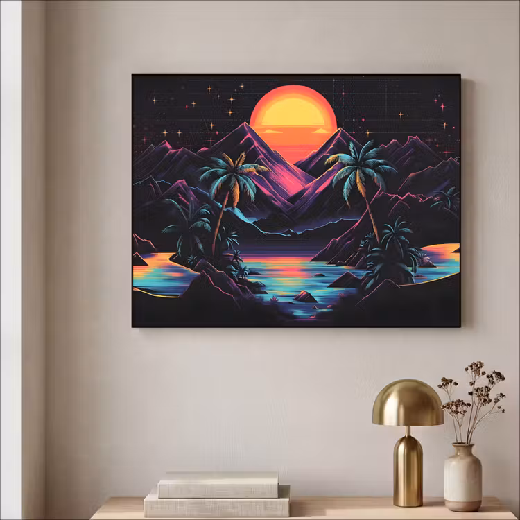 Art Frame - Palmbomen - Neonbergen - Sterrenhemel - Zon — 5