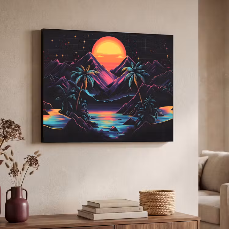 Art Frame - Palmbomen - Neonbergen - Sterrenhemel - Zon — 7