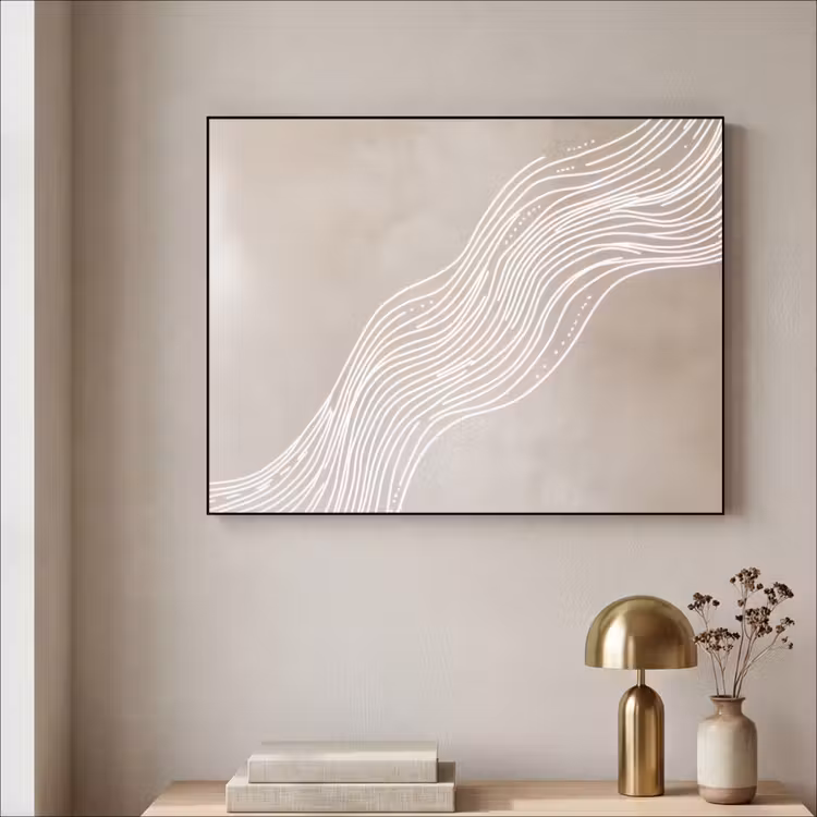 Art Frame - Golvende lijnen - Vloeiend - Zandkleurig — 5