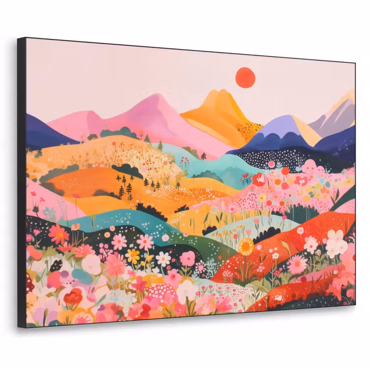 Art Frame - Kleurrijke bloemen - Bergen - Fantasielandschap — 1