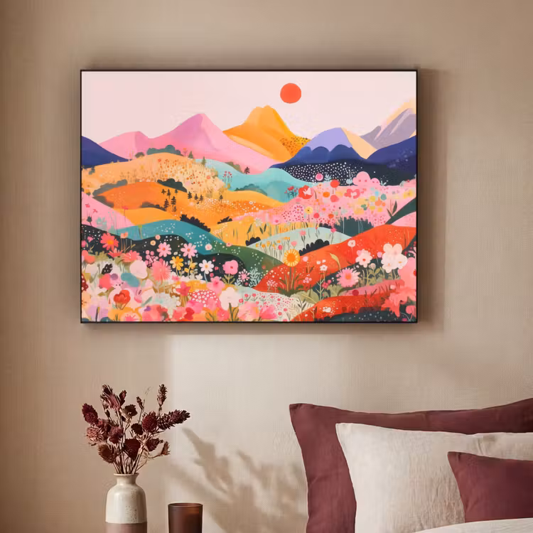 Art Frame - Kleurrijke bloemen - Bergen - Fantasielandschap — 3