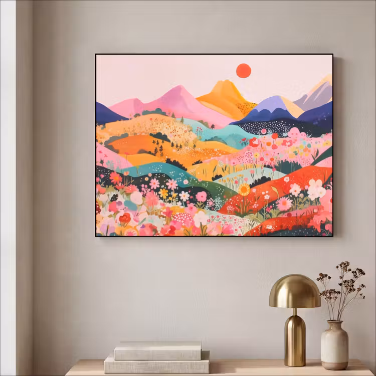 Art Frame - Kleurrijke bloemen - Bergen - Fantasielandschap — 5