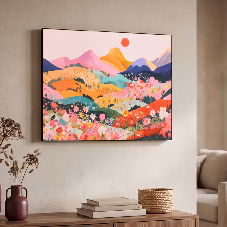 Art Frame - Kleurrijke bloemen - Bergen - Fantasielandschap — 7