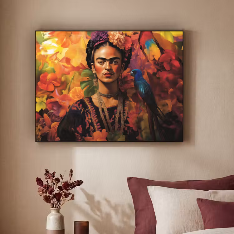 Art Frame - Vrouw - Bloemen - Papegaai - Schilderachtig — 3