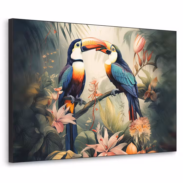 Art Frame - Toekan - Vogels - Bloemen - Natuur - Jungle — 1